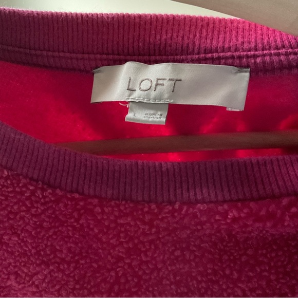Loft Pink Fuzzy Sweatshirt Large - Picture 3 of 4